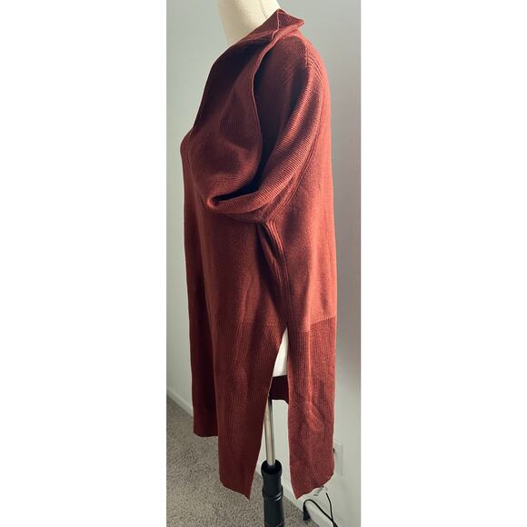 K Jordan Criss Cross Neck Pull-Over Long Sleeve Brown Rust Side Slits Sweater XL - Picture 5 of 8